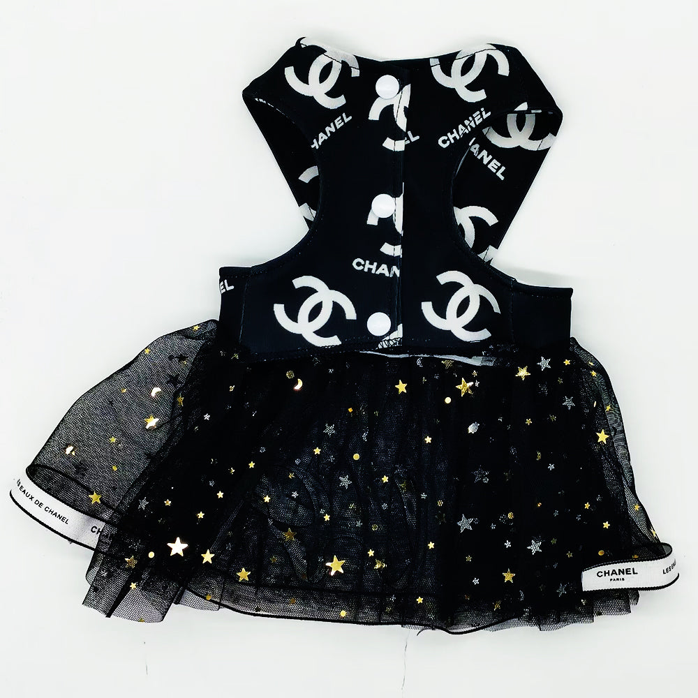 Chewnel Star Glitter Dress with Matching Hair Clip