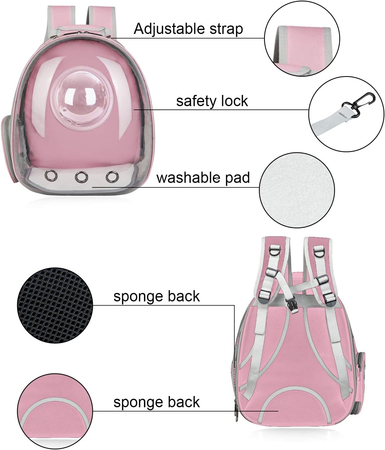 Expandable, Clear Pet Backpack Carrier Bubble Breathable