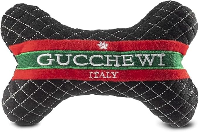 Gucchewi Bone Squeaky Plush Plaid Chew Toy