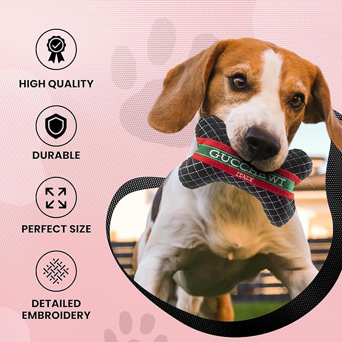 Gucchewi Bone Squeaky Plush Plaid Chew Toy