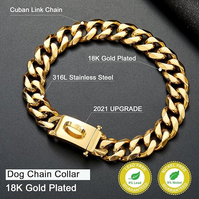 Cuban Link Gold Chain Collar Heavy Duty