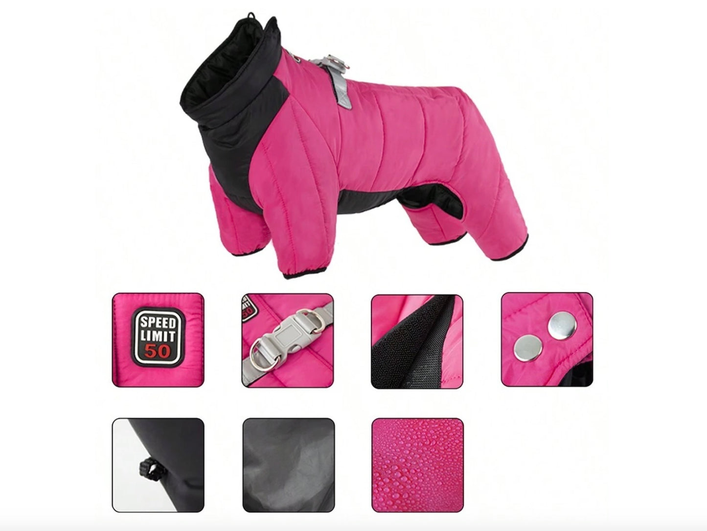 Thick 4-Leg Thermal Lined Windproof Waterproof Warm Dog Coat