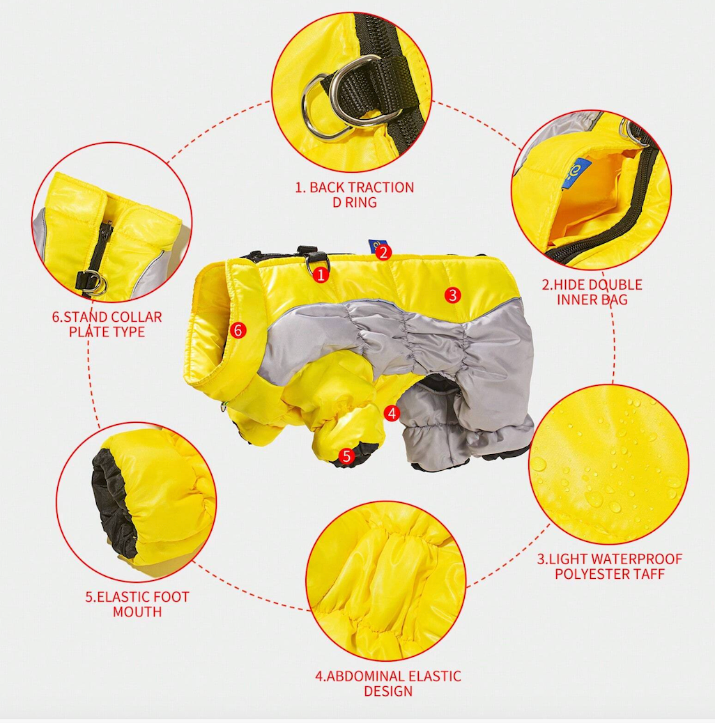 Fleece Waterproof & Windproof Pet Jumpsuit Coat Jacket For Cats And Dogs