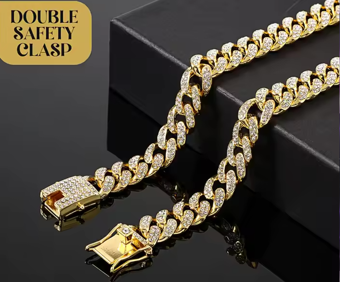 Diamond Collar Metal Chain Necklace With Secure Buckle