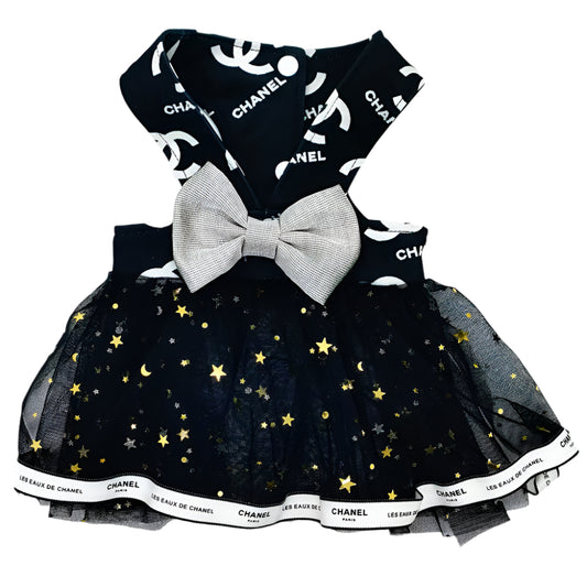 Chewnel Star Glitter Dress with Matching Hair Clip