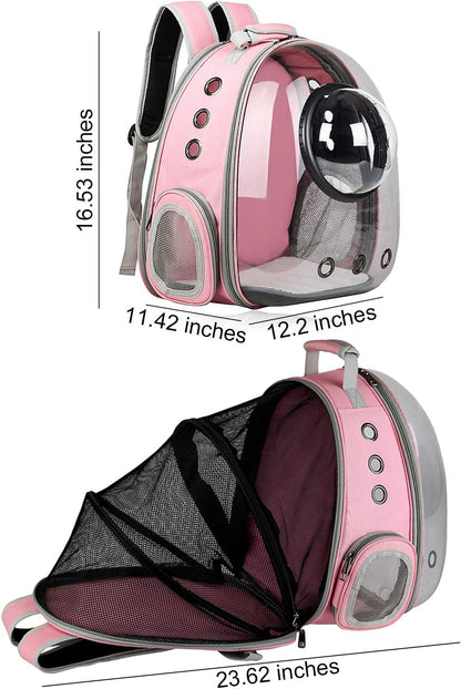 Expandable, Clear Pet Backpack Carrier Bubble Breathable