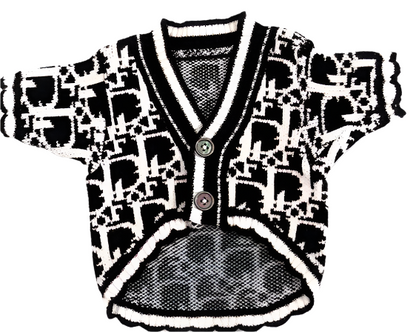 Christian Pawdior Black and White Buttoned Knit Cardigan