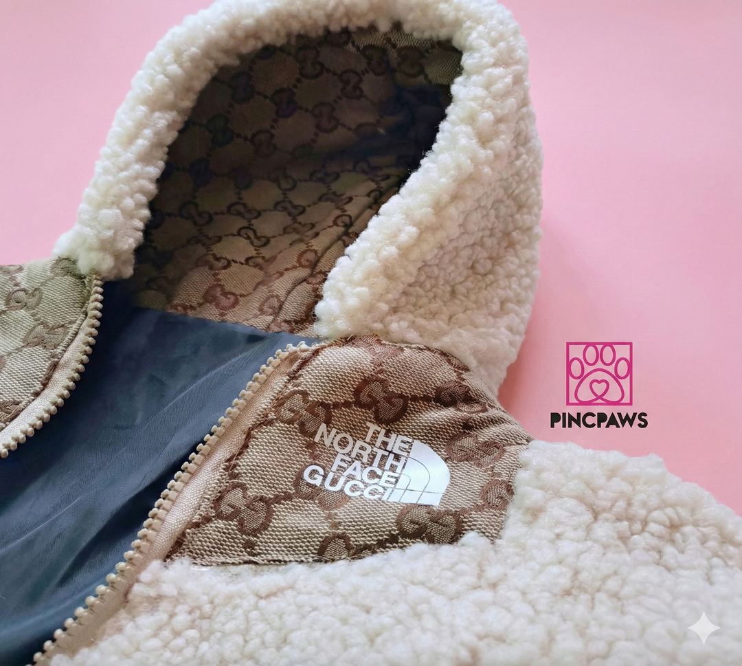 The North Face Gucci Inspired Canvas Shearling Jacket for Dogs