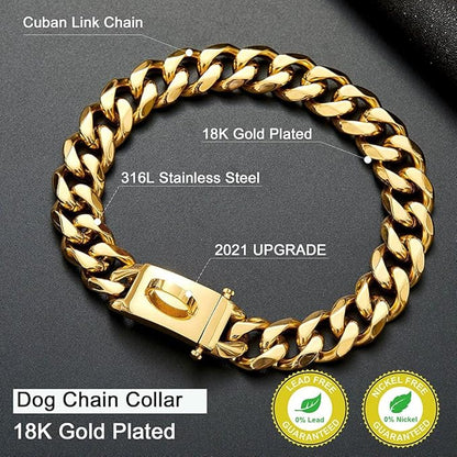 Cuban Link Gold Chain Collar Heavy Duty
