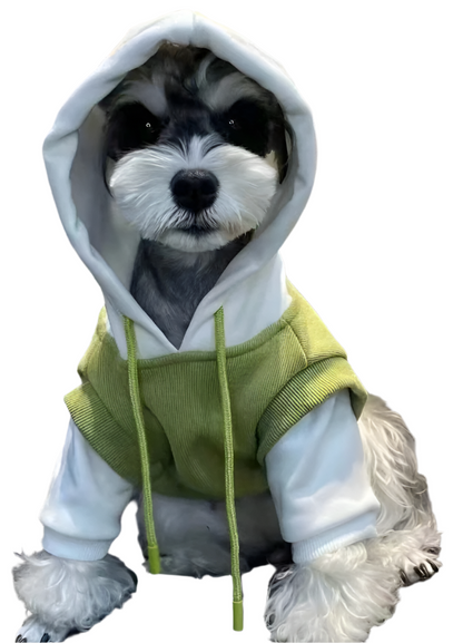 Green and White Knit Pullover Hoodie