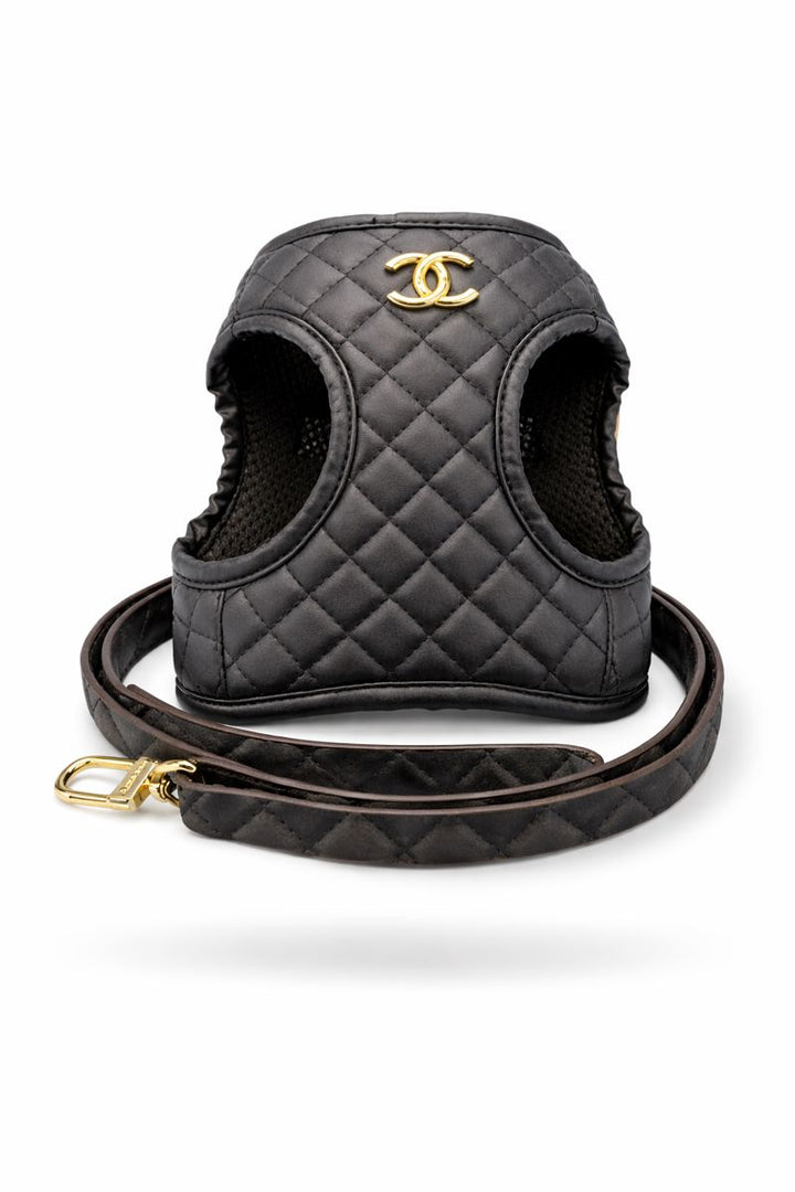 Iconic Noir Step-In Harness & Leash Set – Designer Inspired