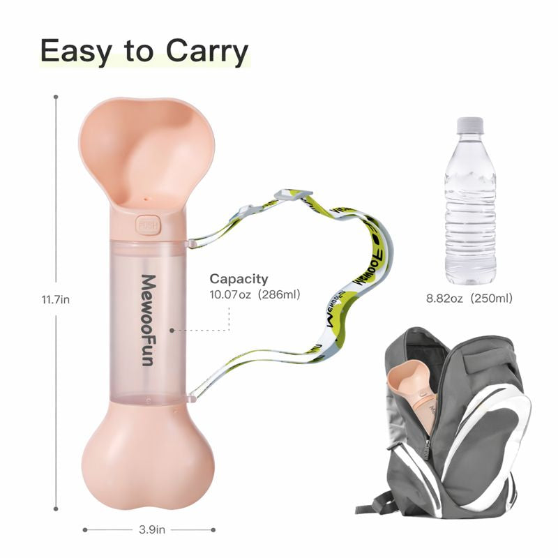 Bone-Appétit Bottle MeWooFun 2-in-1 Leak-Proof Pet Water & Feeder Bottle