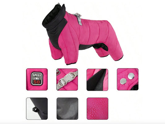 Thick 4-Leg Thermal Lined Windproof Waterproof Warm Dog Coat