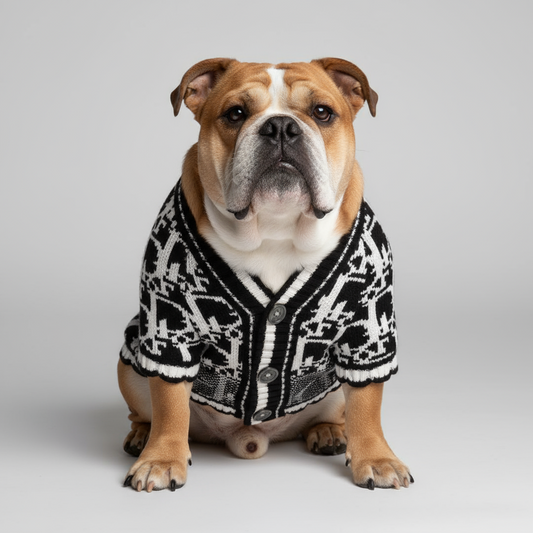 Christian Pawdior Black and White Buttoned Knit Cardigan