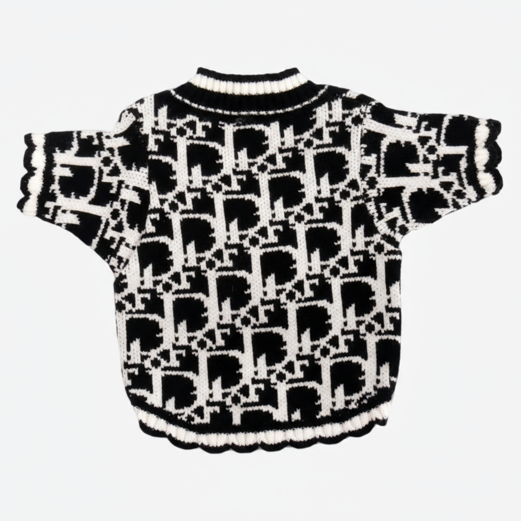 Christian Pawdior Black and White Buttoned Knit Cardigan