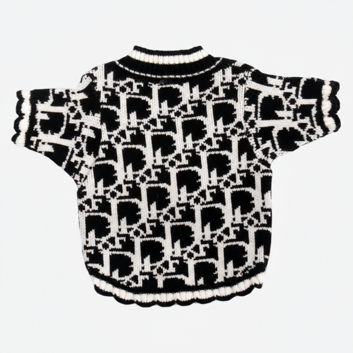 Christian Pawdior Black and White Buttoned Knit Cardigan