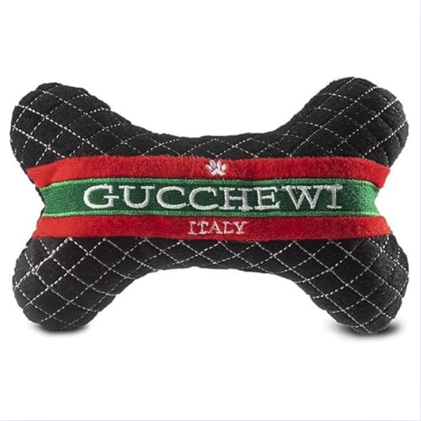 Gucchewi Bone Squeaky Plush Plaid Chew Toy