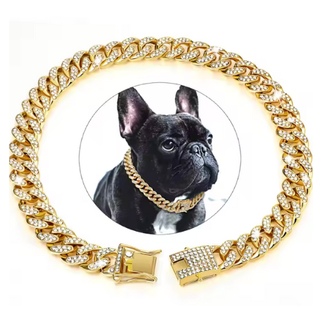 Diamond Collar Metal Chain Necklace With Secure Buckle