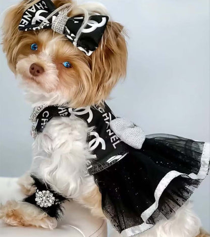Chewnel Star Glitter Dress with Matching Hair Clip