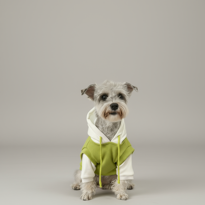 Green and White Knit Pullover Hoodie